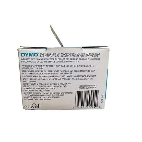 Dymo 1933081 Lw Durable 1”X 3 1/2”White Poly Labels 700 Labels New Sealed Labels - Picture 2 of 7